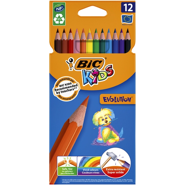 Een Kleurpotloden BicKids Evolution assorti etui à 12 stuks koop je bij VHK Kantoorartikelen