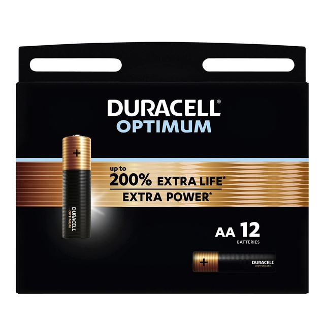 Een Batterij Duracell Optimum 200% 12xAA koop je bij VHK Kantoorartikelen