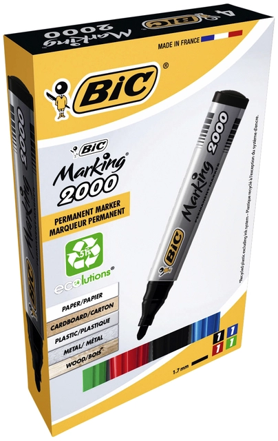 Een Viltstift Bic 2000 ecolutions rond large assorti doos à 4 stuks koop je bij VHK Kantoorartikelen