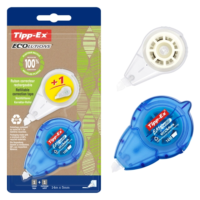 Een Correctieroller Tipp-ex easy refill ecolutions + refill 5mmx14m blister à 1+1 koop je bij VHK Kantoorartikelen