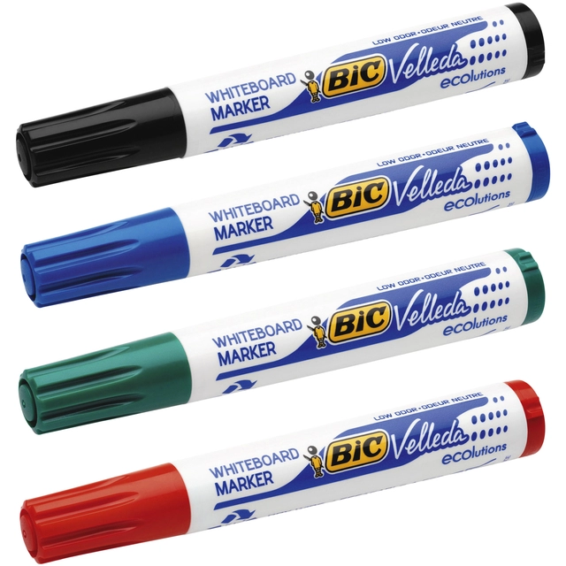 Een Viltstift Bic Velleda 1704 whiteboard rond large assorti blister à 4 stuks koop je bij VHK Kantoorartikelen