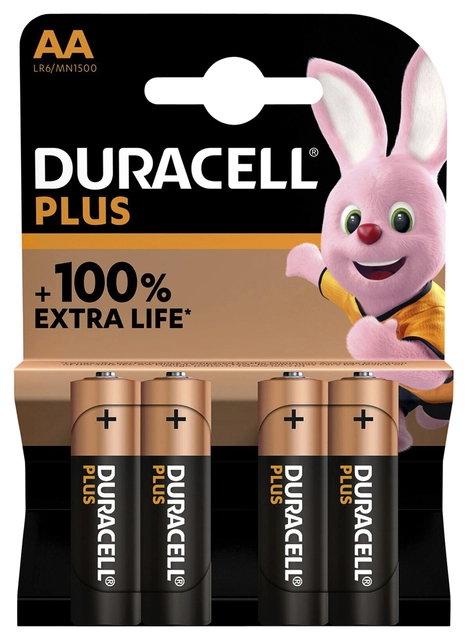 Een Batterij Duracell Plus 4xAA koop je bij VHK Kantoorartikelen