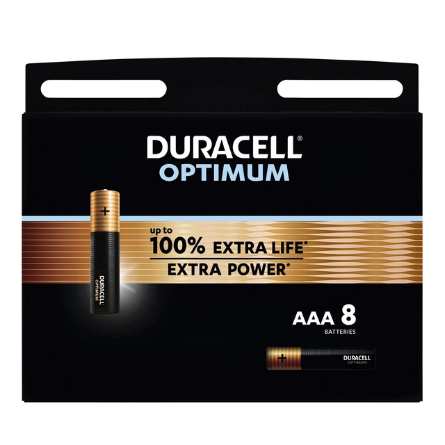 Een Batterij Duracell Optimum 100% 8xAAA koop je bij VHK Kantoorartikelen