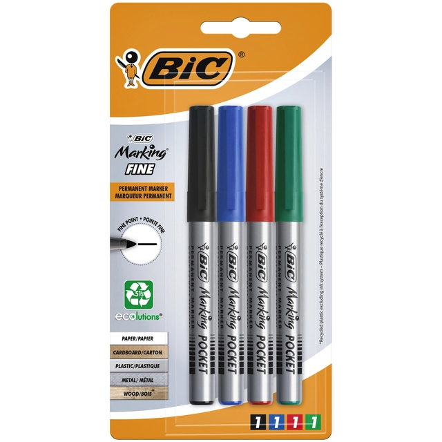 Een Viltstift Bic ecolutions rond fijn assorti blister à 4 kleuren koop je bij VHK Kantoorartikelen