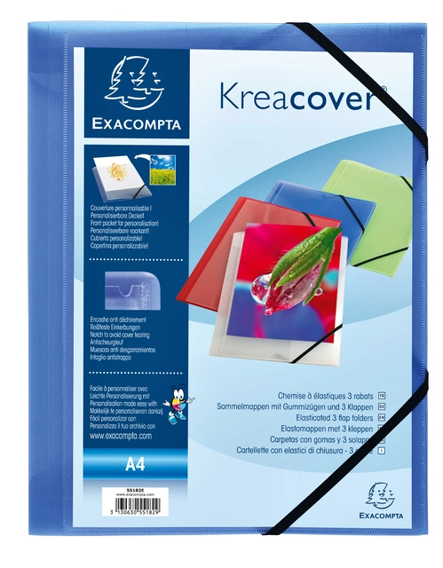 Een Elastomap Exacompta Kreacover A4 3 kleppen PP assorti koop je bij VHK Kantoorartikelen