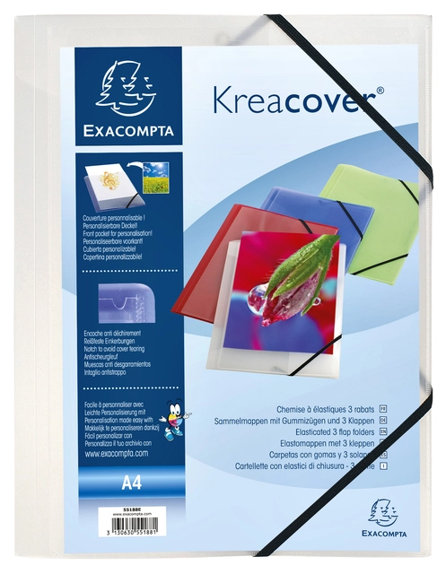 Een Elastomap Exacompta Kreacover A4 3 kleppen PP assorti koop je bij VHK Kantoorartikelen