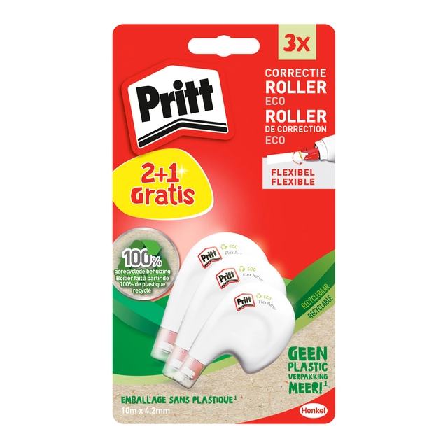 Een Correctieroller Pritt ECO Flex 4.2mmx10m blister 2+1 gratis koop je bij Hoekmankantoorartikelen.nl