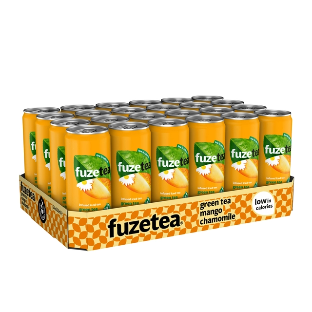 Een Frisdrank Fuze Tea Green Tea mango chamomile blik 330ml koop je bij VHK Kantoorartikelen