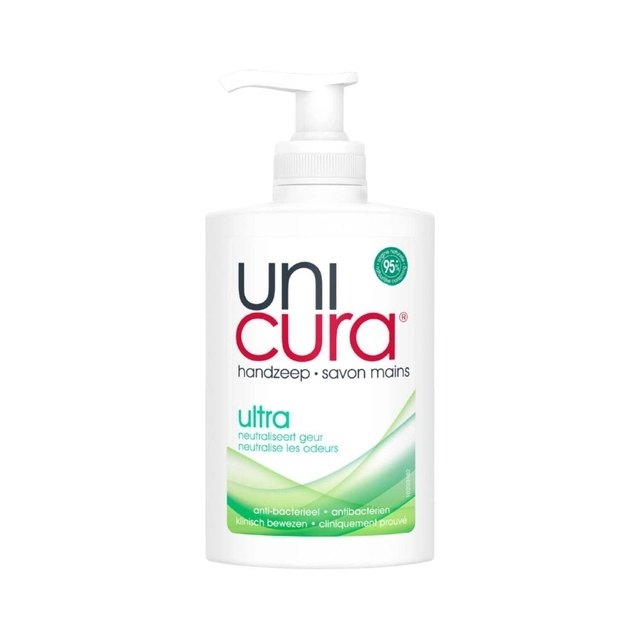 Een Handzeep Unicura vloeibaar Ultra met pomp 250ml koop je bij VHK Kantoorartikelen