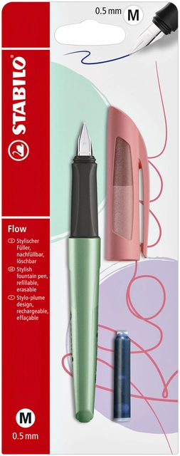 Een Vulpen STABILO Flow cosmetic medium red lips blister à 1 stuk koop je bij Hoekmankantoorartikelen.nl