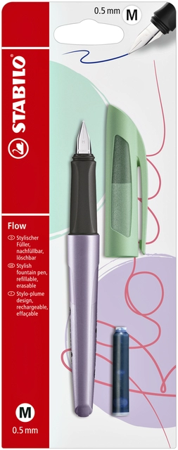 Een Vulpen STABILO Flow cosmetic medium fresh lavender blister à 1 stuk koop je bij Hoekmankantoorartikelen.nl