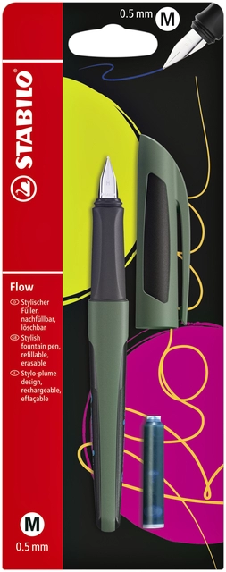 Een Vulpen STABILO Flow sporty medium forest blister à 1 stuk koop je bij Hoekmankantoorartikelen.nl