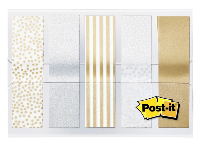 Een Indextabs Post-it 684 12mmx43mm metallic motief goud zilver 100 tabs koop je bij Hoekmankantoorartikelen.nl