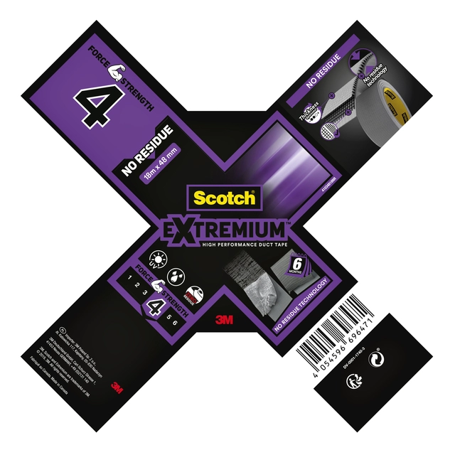 Een Duct tape Scotch Extremium no residue 18.2mx48mm grijs koop je bij Hoekmankantoorartikelen.nl