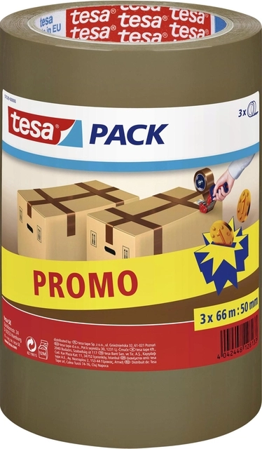 Een Verpakkingstape tesapack® 66mx50mm bruin promopack 3 rollen koop je bij Hoekmankantoorartikelen.nl