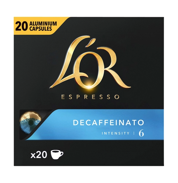 Een Koffiecups L'Or espresso Decaffeinato 20 stuks koop je bij VHK Kantoorartikelen