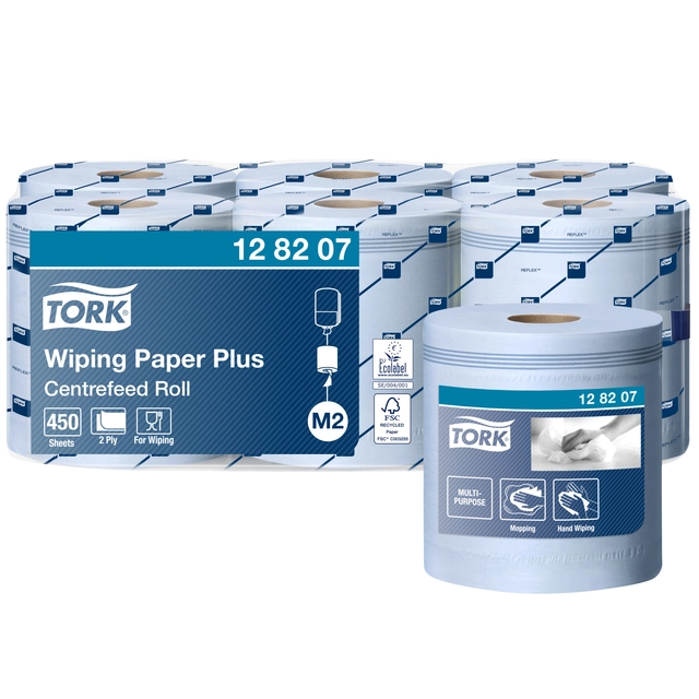 Een Poetspapier Tork Wiping Plus M2 Centerfeed 2-laags 157m blauw 128207 koop je bij VHK Kantoorartikelen