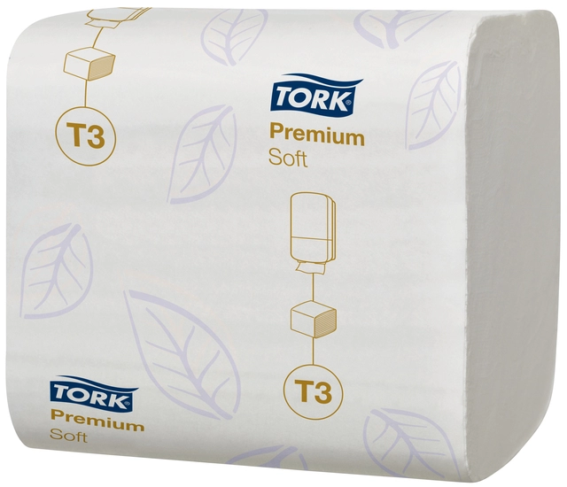 Een Toiletpapier Tork T3 gevouwen Premium Soft 2-laags 30x252vel 114273 koop je bij Hoekmankantoorartikelen.nl