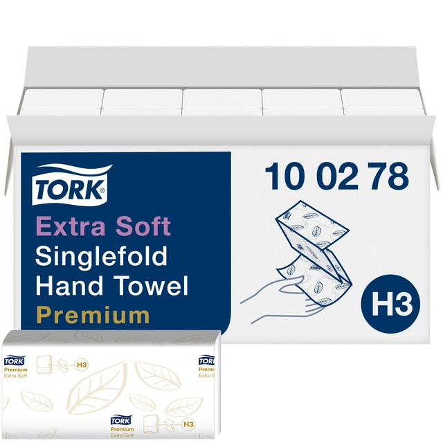 Een Handdoek Tork H3 Z-gevouwen premium 2-laags wit 100278 koop je bij VHK Kantoorartikelen