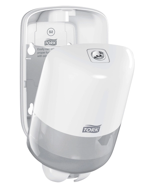 Een Zeepdispenser Tork Mini S2 Elevation compact design wit 561000 koop je bij VHK Kantoorartikelen