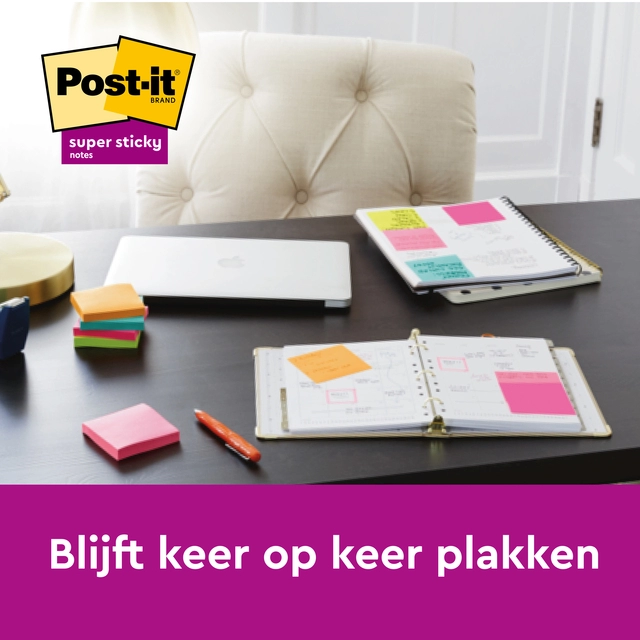 Een Memoblok Post-it 654 Super Sticky 76x76mm 21+3 gratis assorti koop je bij Hoekmankantoorartikelen.nl