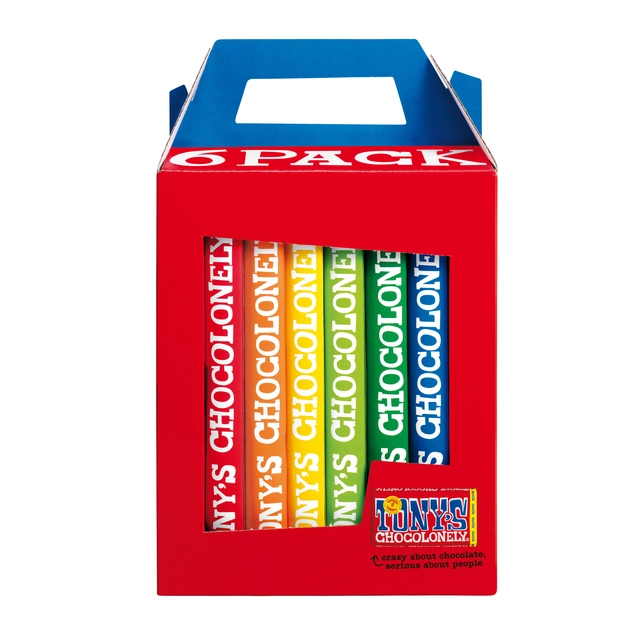 Een Chocolade Tony's Chocolonely Rainbowpack Classic 6 repen à 180gr koop je bij VHK Kantoorartikelen