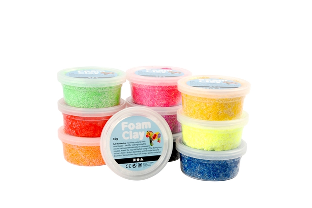 Een Klei Foam Clay basic 10 x 35gr 10 kleuren koop je bij VHK Kantoorartikelen