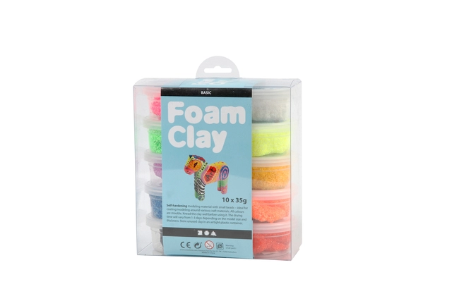 Een Klei Foam Clay basic 10 x 35gr 10 kleuren koop je bij VHK Kantoorartikelen