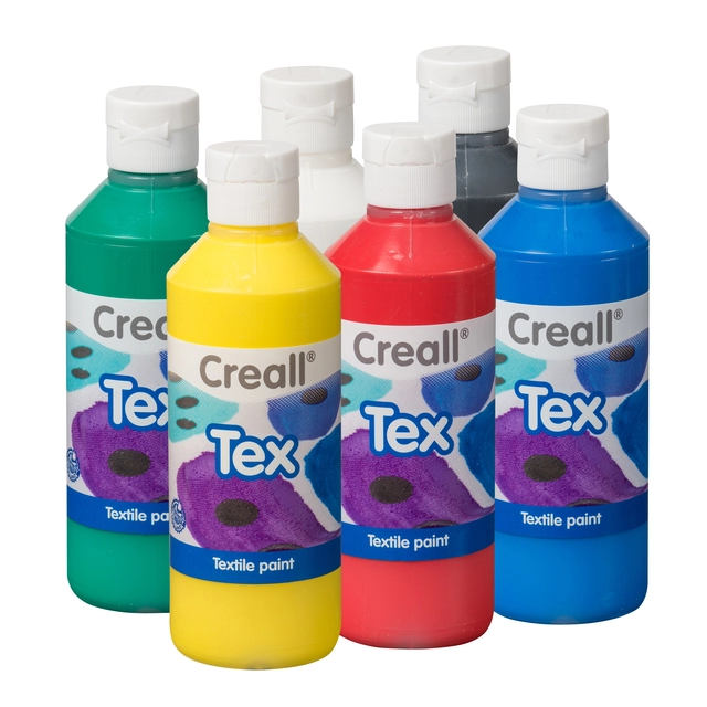 Een Textielverf Creall Tex 6 stuks 6 kleuren à 250ml koop je bij VHK Kantoorartikelen