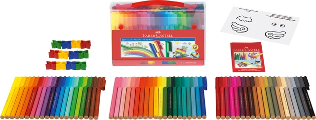 Een Kleurstiften Faber-Castell Connector assorti koffer à 60 stuks koop je bij Hoekmankantoorartikelen.nl