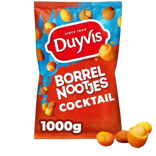 Een Borrelnootjes Duyvis cocktail zak 1000 gram koop je bij VHK Kantoorartikelen