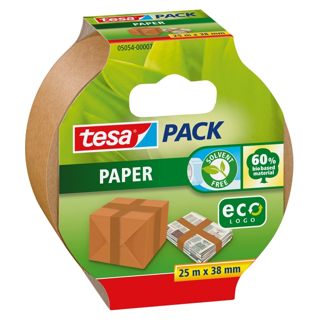 Een Verpakkingstape tesapack® papier ecoLogo® 25mx38mm bruin koop je bij VHK Kantoorartikelen