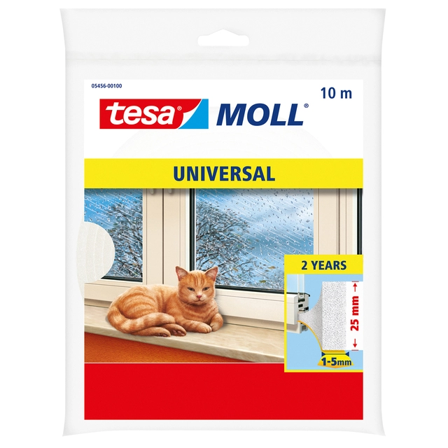 Een tochtstrip tesamoll® Universal schuimprofiel zelfklevend 10mx25mm wit koop je bij VHK Kantoorartikelen