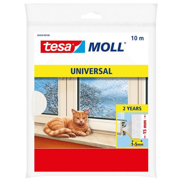 Een tochtstrip tesamoll® Universal schuimprofiel zelfklevend 10mx15mm wit koop je bij VHK Kantoorartikelen