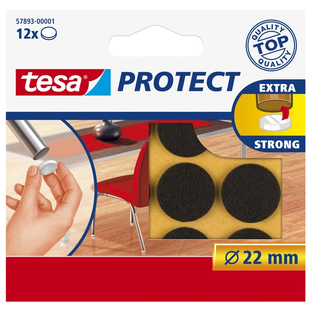 Een Beschermvilt tesa® Protect anti-kras Ø22mm bruin 12 stuks koop je bij VHK Kantoorartikelen