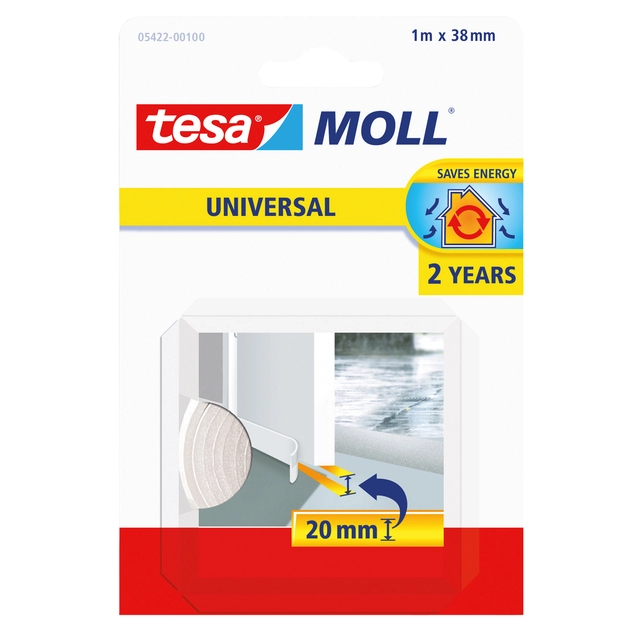 Een Tochtstrips tesamoll® Universal Zelfklevend tbv deur 1mx38mm wit koop je bij VHK Kantoorartikelen