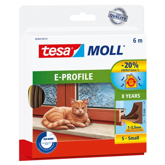 Een Tochtstrip tesamoll® E-profiel zelfklevend rubber 6mx9mm bruin koop je bij VHK Kantoorartikelen