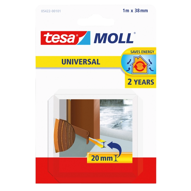 Een Tochtstrips tesamoll® Universal zelfklevende tbv deur 1mx38mm bruin koop je bij VHK Kantoorartikelen