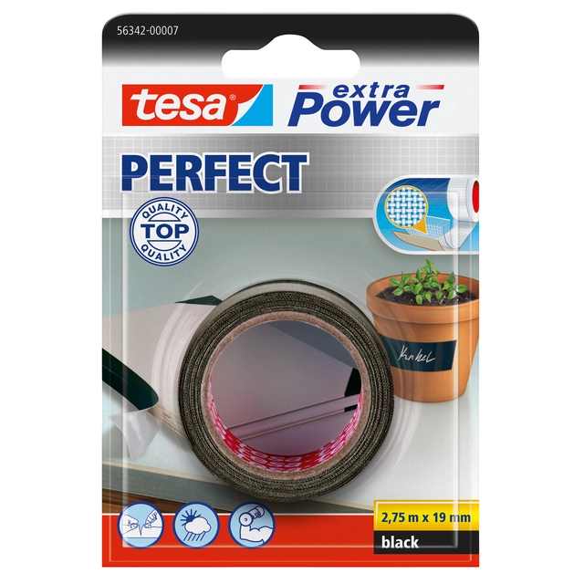 Een Reparatietape tesa® extra Power Perfect 2.75mx19mm zwart koop je bij VHK Kantoorartikelen