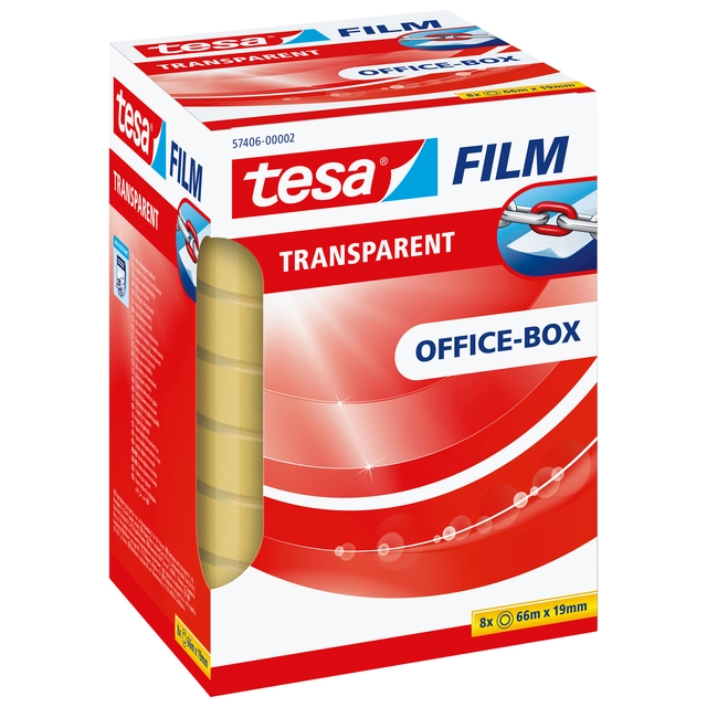 Een Plakband tesafilm® 66mx19mm Transparant 8 rollen koop je bij VHK Kantoorartikelen