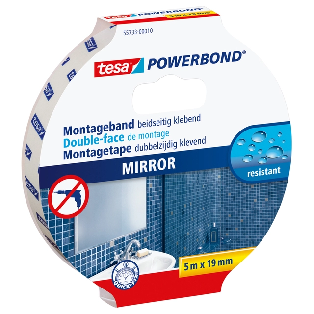 Een Montagetape tesa® Powerbond Spiegel dubbelzijdig 5mx19mm koop je bij VHK Kantoorartikelen