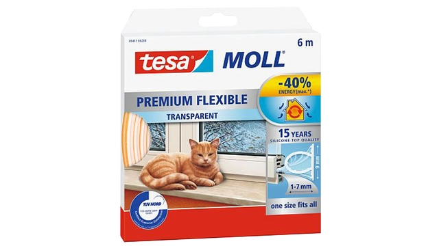 Een Tochtstrip tesamoll® Premium Flexible siliconen 6mx9mm transparant koop je bij VHK Kantoorartikelen