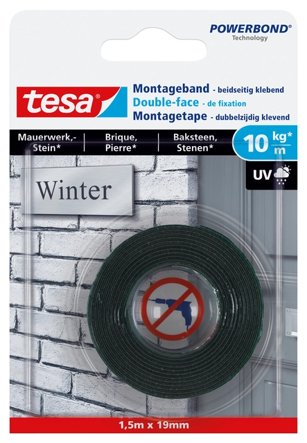 Een Montagetape tesa® Powerbond baksteen dubbelzijdig 1,5mx19mm koop je bij VHK Kantoorartikelen