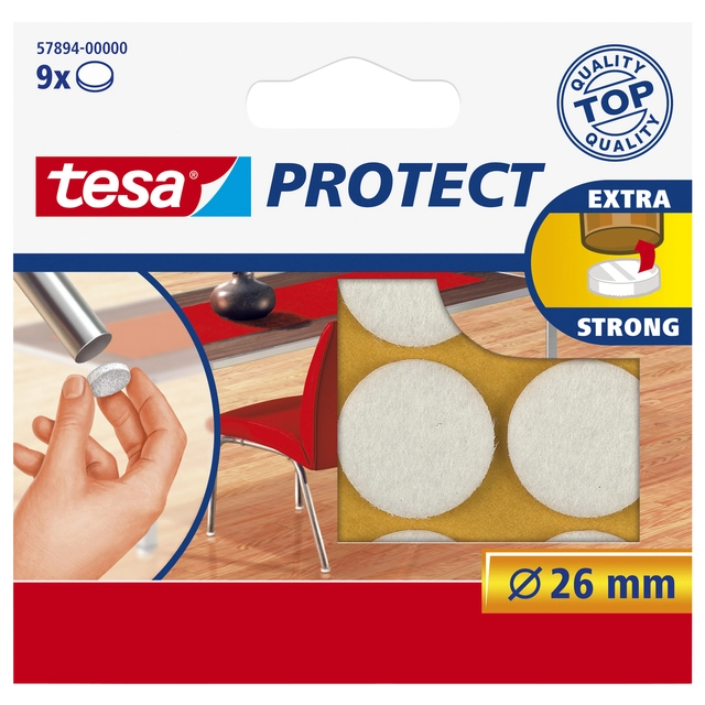 Een Beschermvilt tesa® Protect anti-kras Ø26mm wit 12 stuks koop je bij VHK Kantoorartikelen