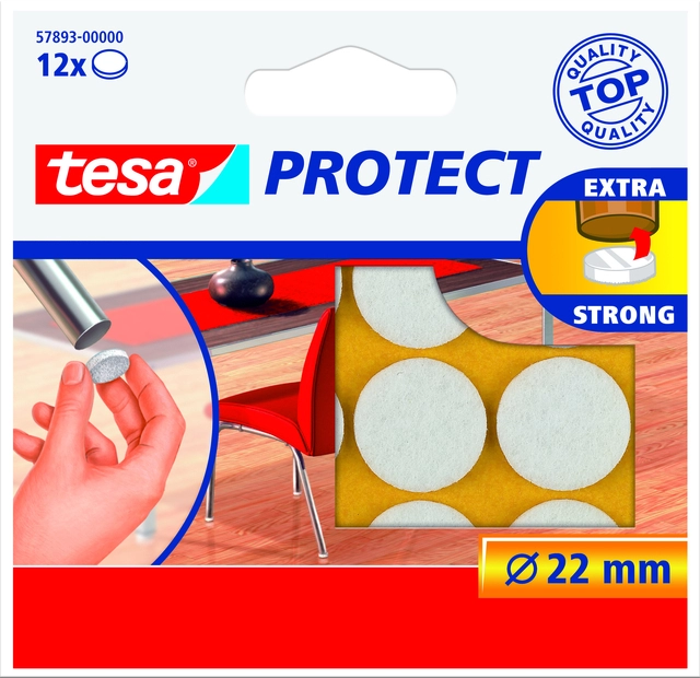 Een Beschermvilt tesa® Protect anti-kras Ø22mm wit 12 stuks koop je bij VHK Kantoorartikelen