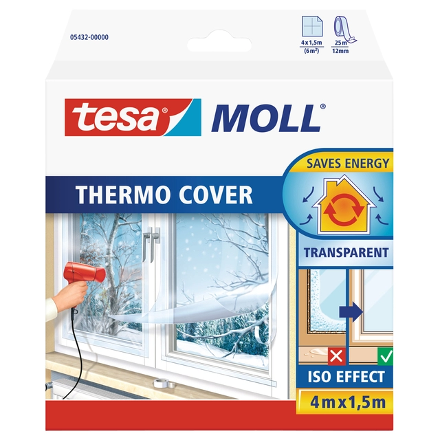 Een Isolatiefolie tesamoll® Thermo Cover tbv ramen 1,5x4m transparant koop je bij VHK Kantoorartikelen