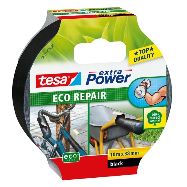 Een Reparatietape tesa® extra Power ECO 10mx38mm zwart koop je bij VHK Kantoorartikelen