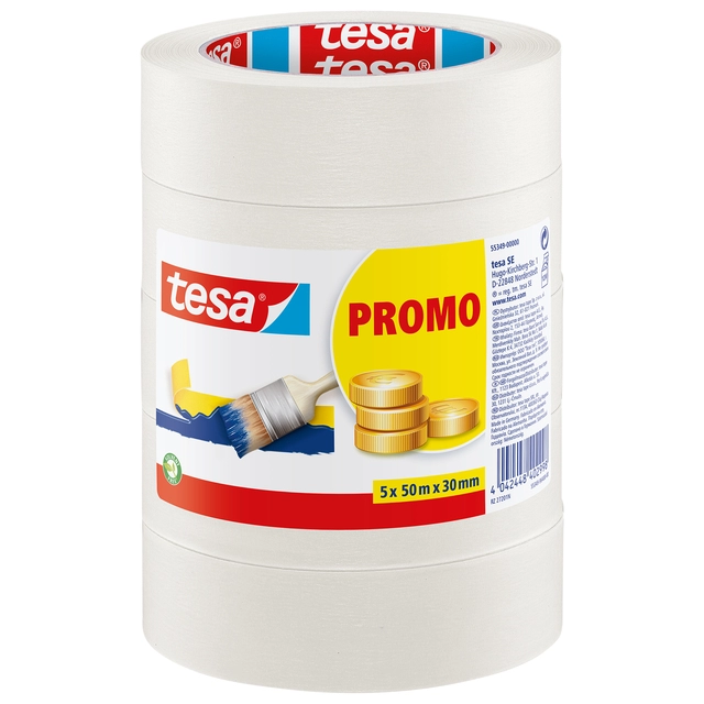 Een Afplaktape tesa® Economy 50mx30mm beige 5 rollen koop je bij Hoekmankantoorartikelen.nl