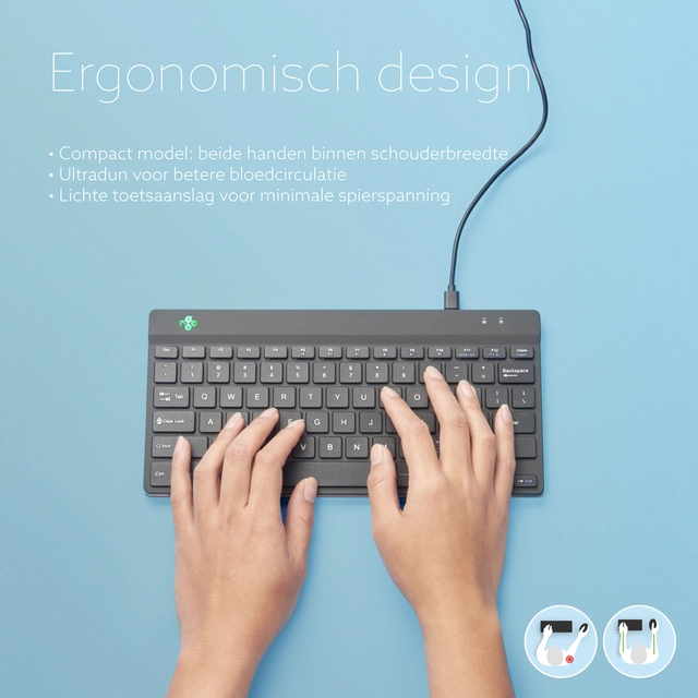 Een Toetsenbord R-Go Ergonomisch Compact Break QWERTY koop je bij Hoekmankantoorartikelen.nl