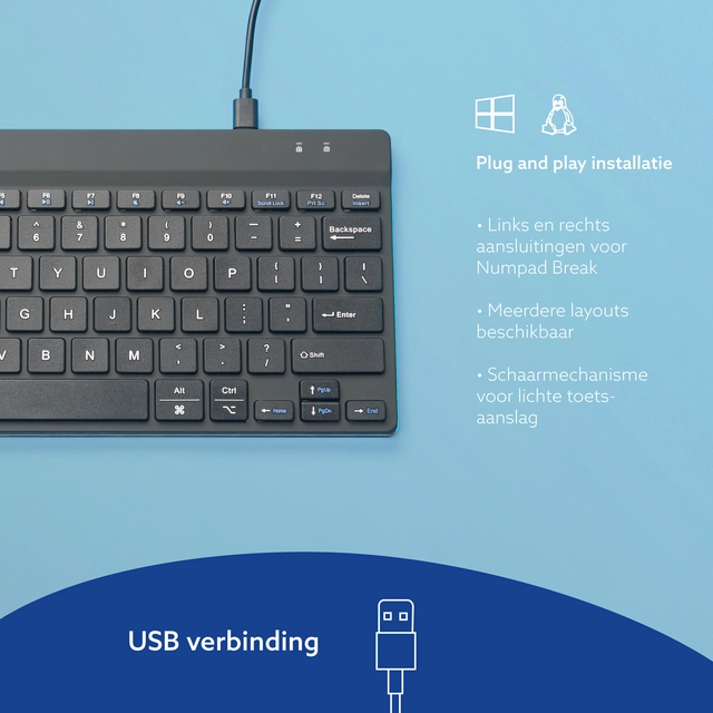 Een Toetsenbord R-Go Ergonomisch Compact Break QWERTY koop je bij Hoekmankantoorartikelen.nl